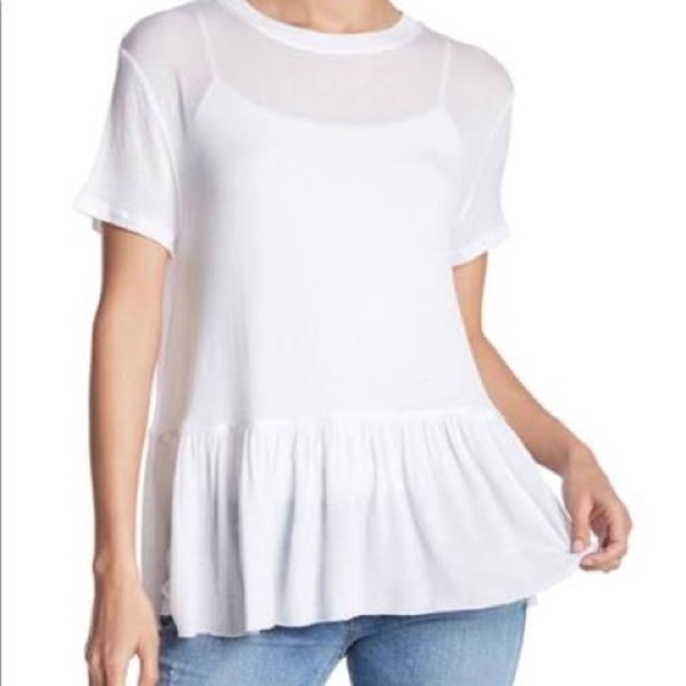 NWOT Abound Peplum Crew Neck Ruffle Hem Tee - Picture 1 of 6